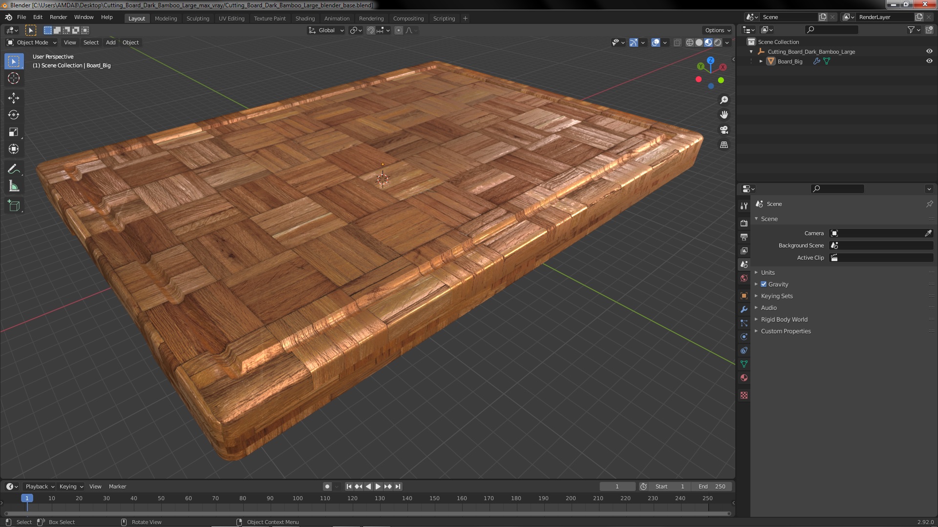 3D Cutting Board Dark Bamboo Large