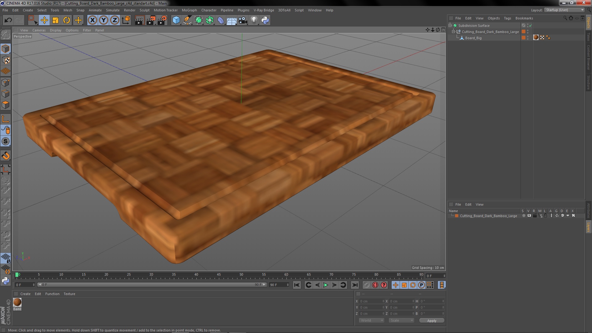 3D Cutting Board Dark Bamboo Large