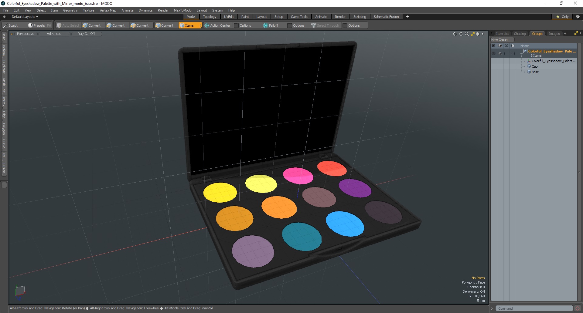 3D Colorful Eyeshadow Palette with Mirror model