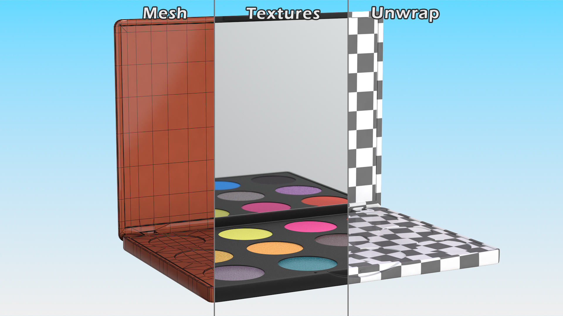 3D Colorful Eyeshadow Palette with Mirror model