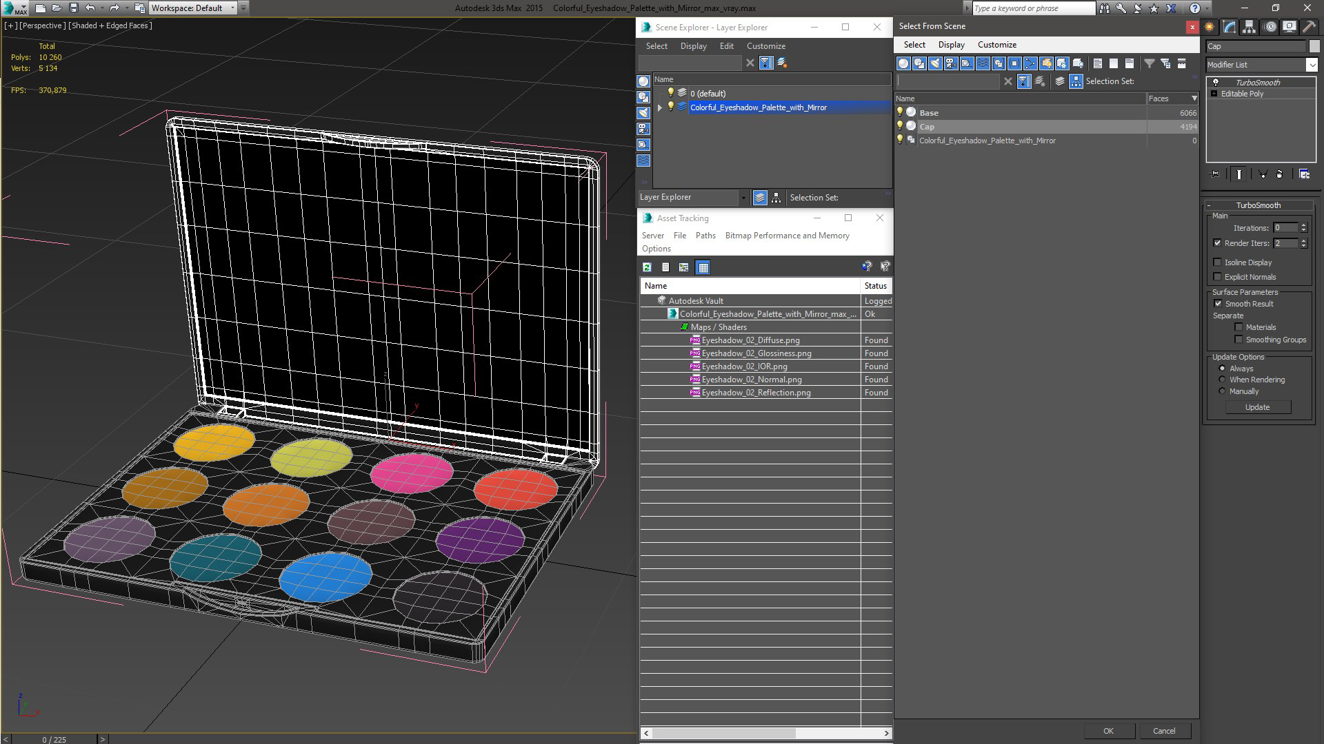 3D Colorful Eyeshadow Palette with Mirror model