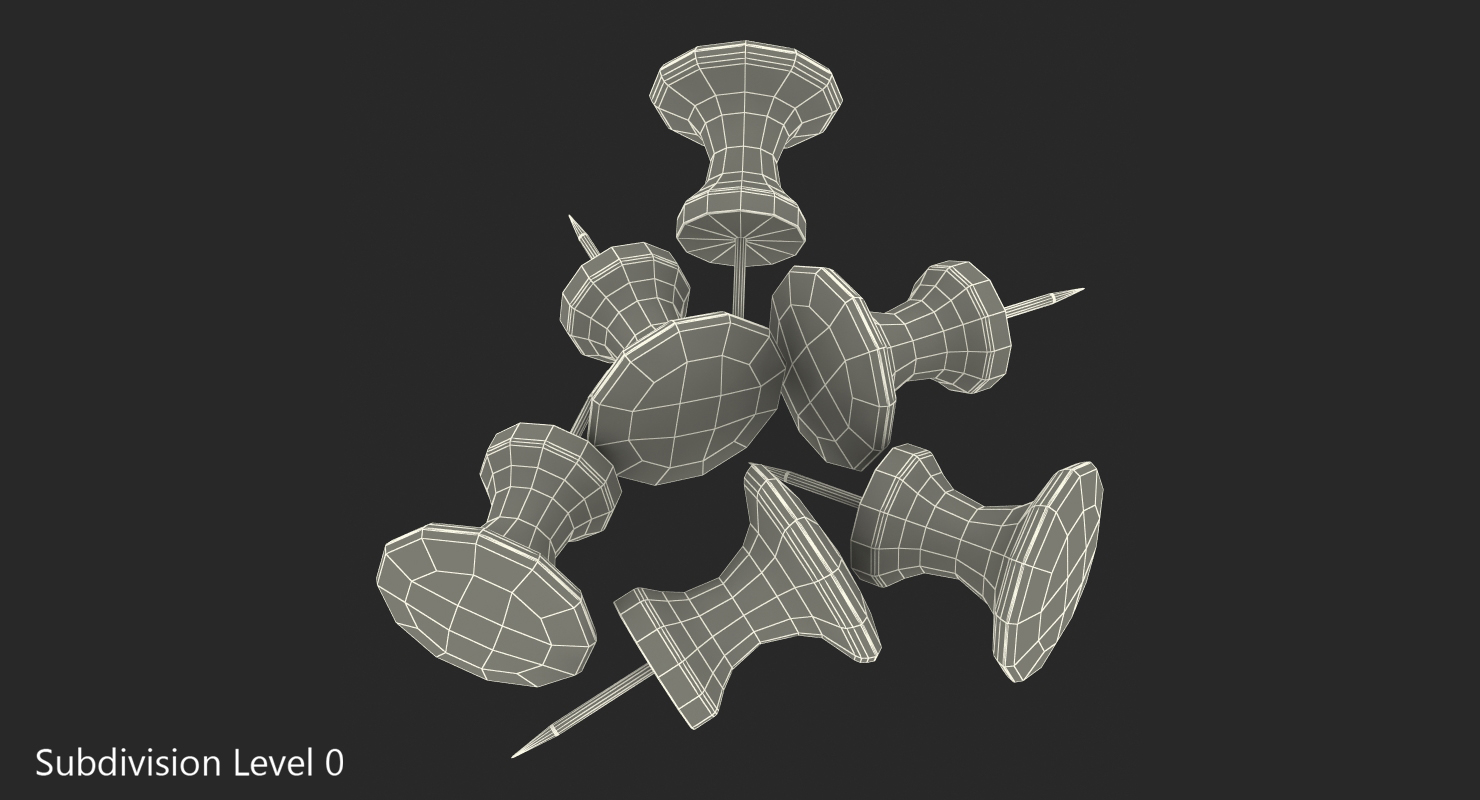 Transparent Colored Push Pins 3D model