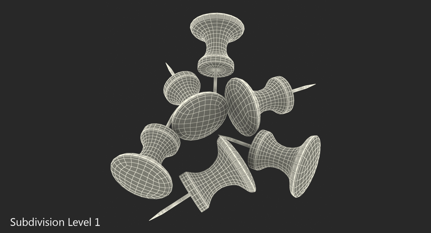 Transparent Colored Push Pins 3D model