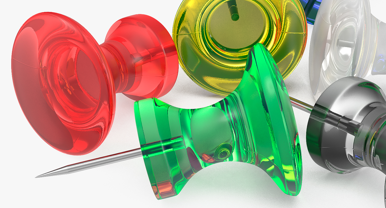 Transparent Colored Push Pins 3D model