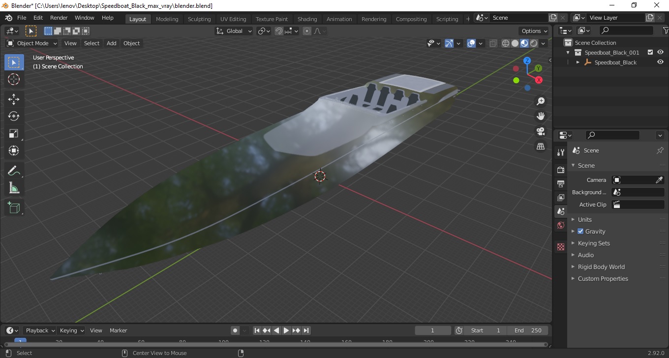 3D model Speedboat Black