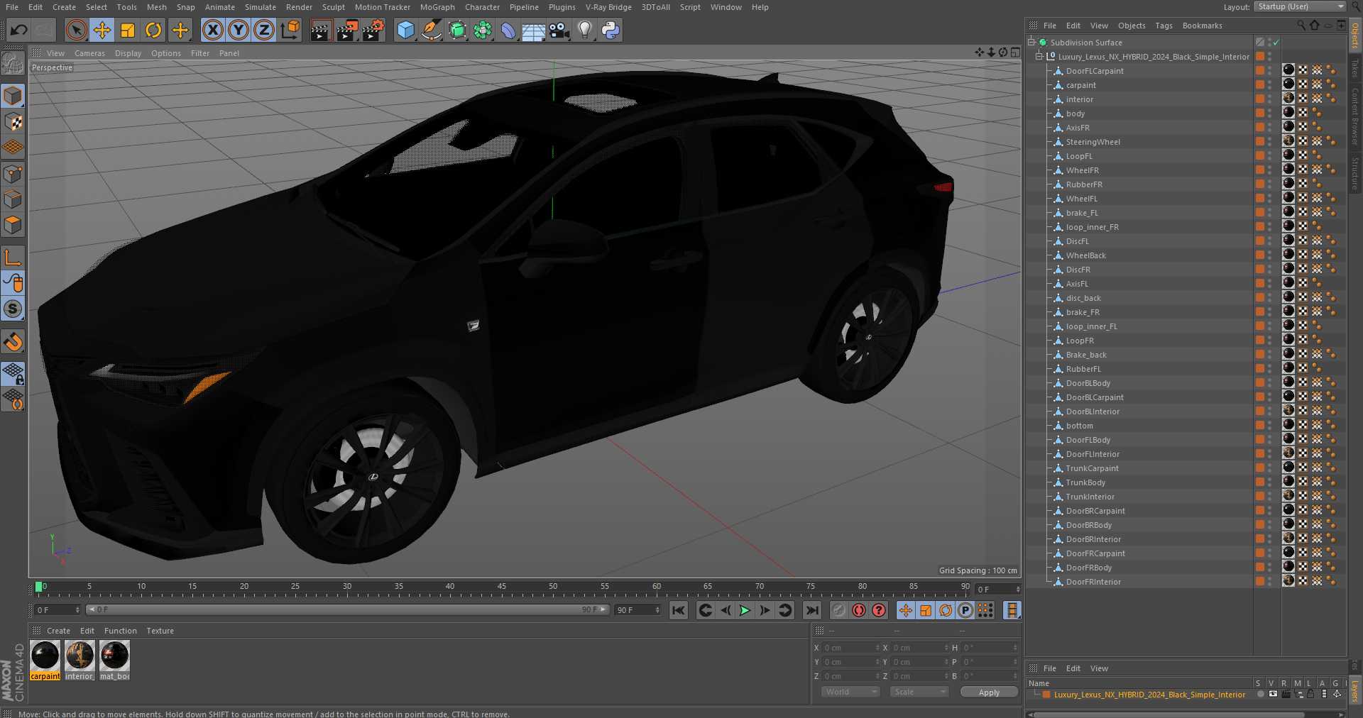 Luxury Lexus NX HYBRID 2024 Black Simple Interior 3D model