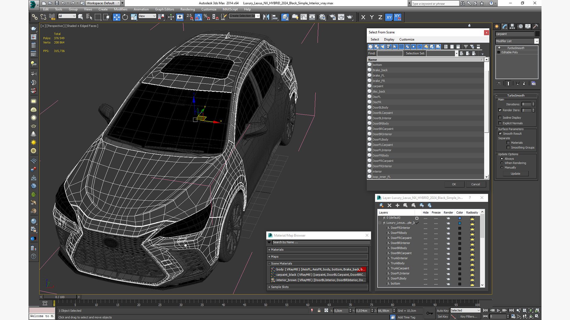 Luxury Lexus NX HYBRID 2024 Black Simple Interior 3D model