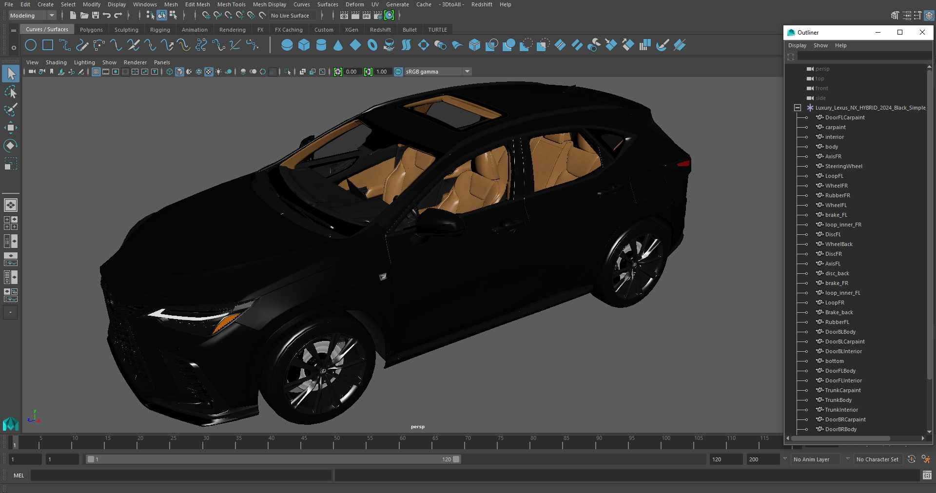 Luxury Lexus NX HYBRID 2024 Black Simple Interior 3D model
