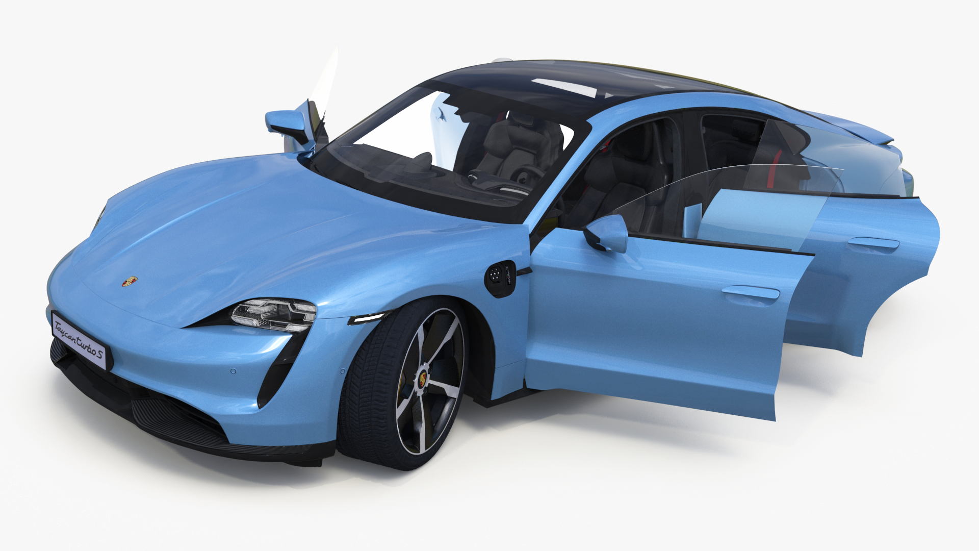 Porsche Taycan Turbo Frozen Blue Rigged 3D model