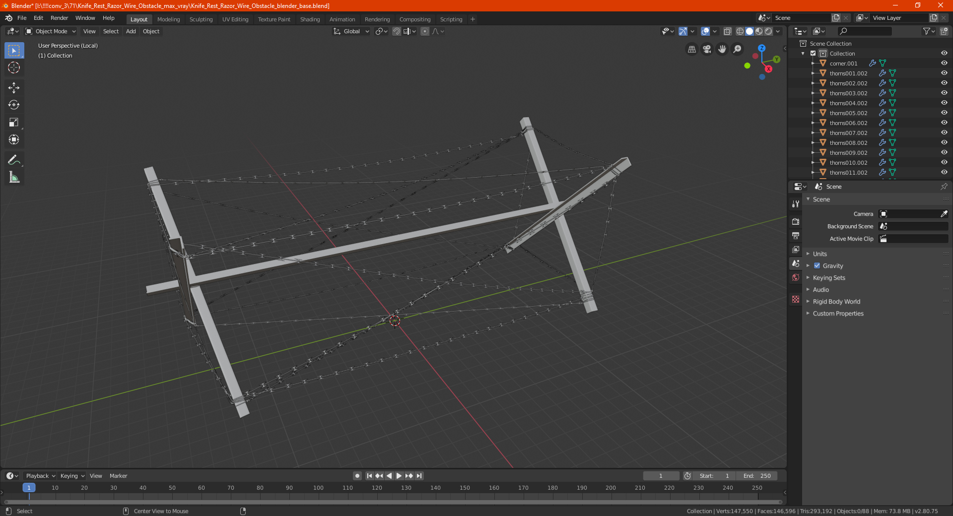 3D model Knife Rest Razor Wire Obstacle