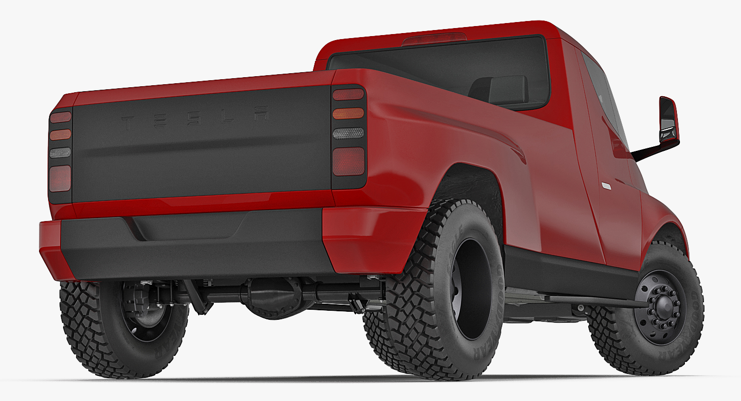 3D Tesla Electric Pickup Concept Rigged