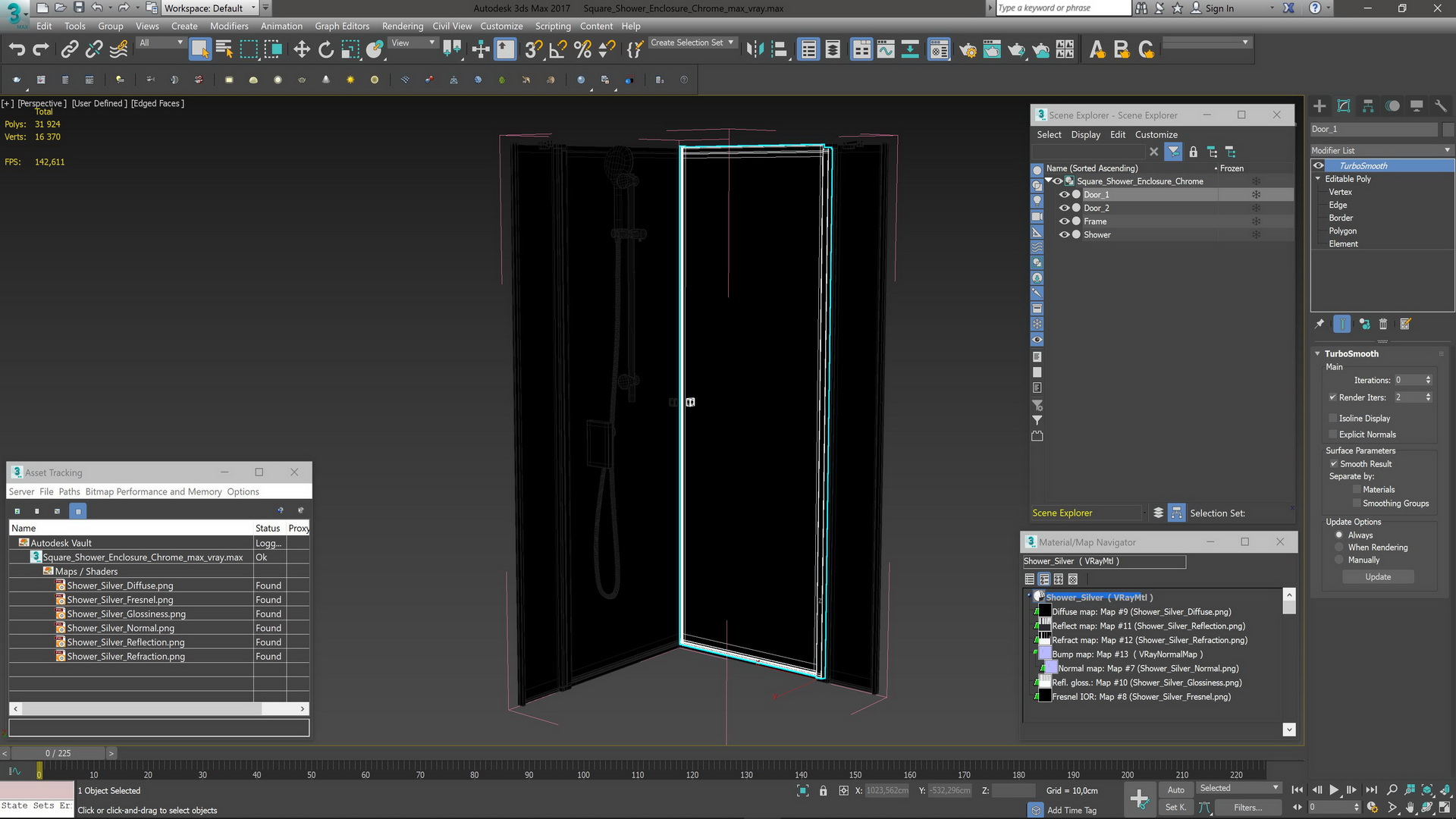 3D model Square Shower Enclosure Chrome