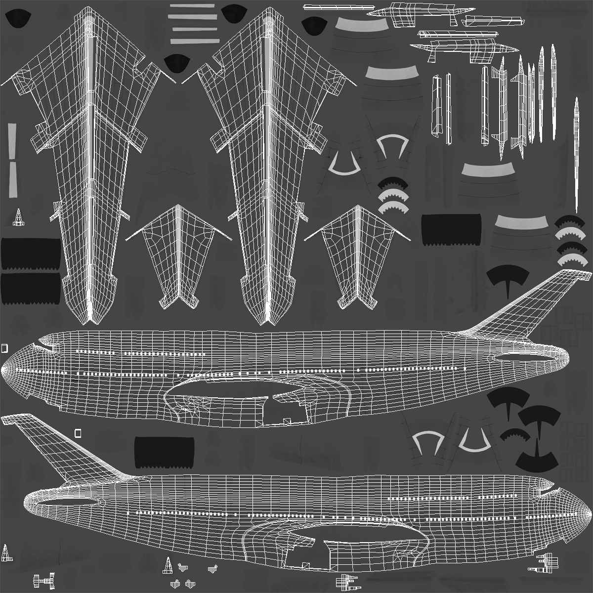 3D Boeing 747 8I Generic Rigged model
