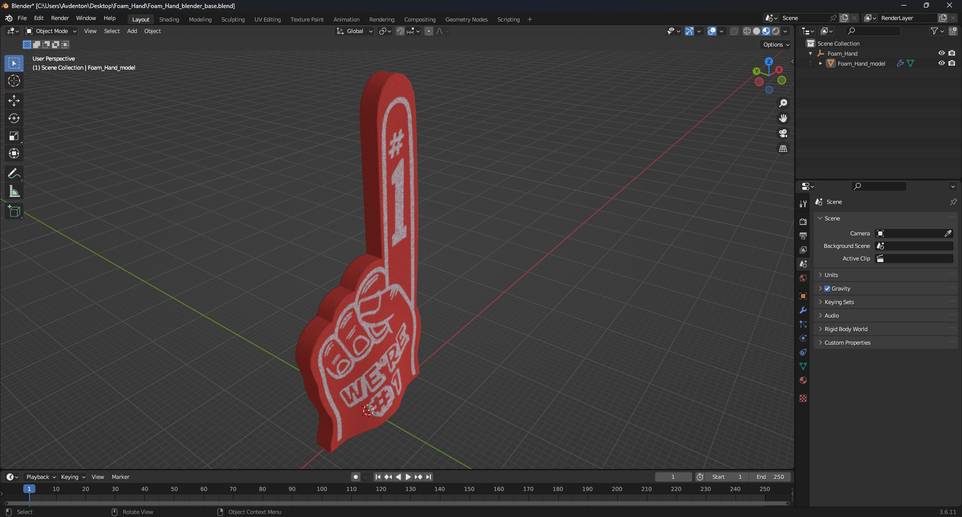 Foam Hand 3D model