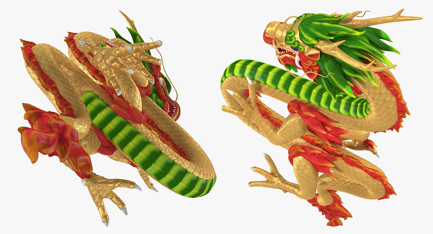 Multicolored Chinese Dragon 3D