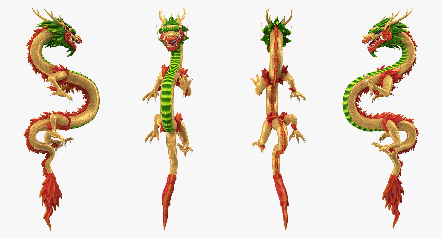 Multicolored Chinese Dragon 3D