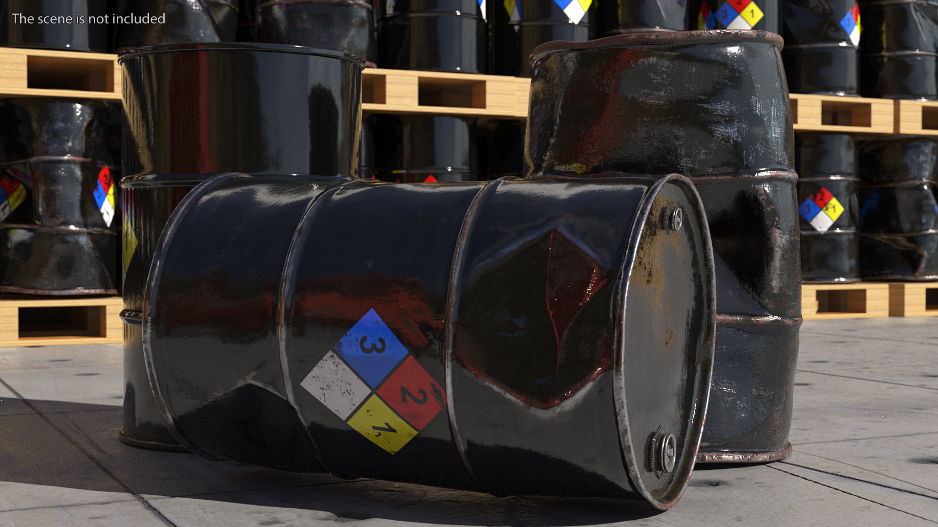 Chemical Barrels NFPA 704 Set 3D model