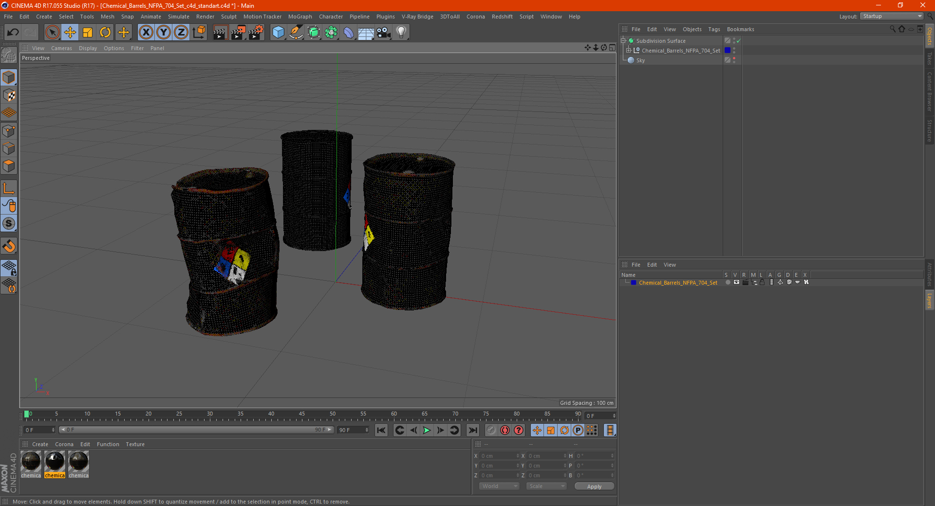 Chemical Barrels NFPA 704 Set 3D model
