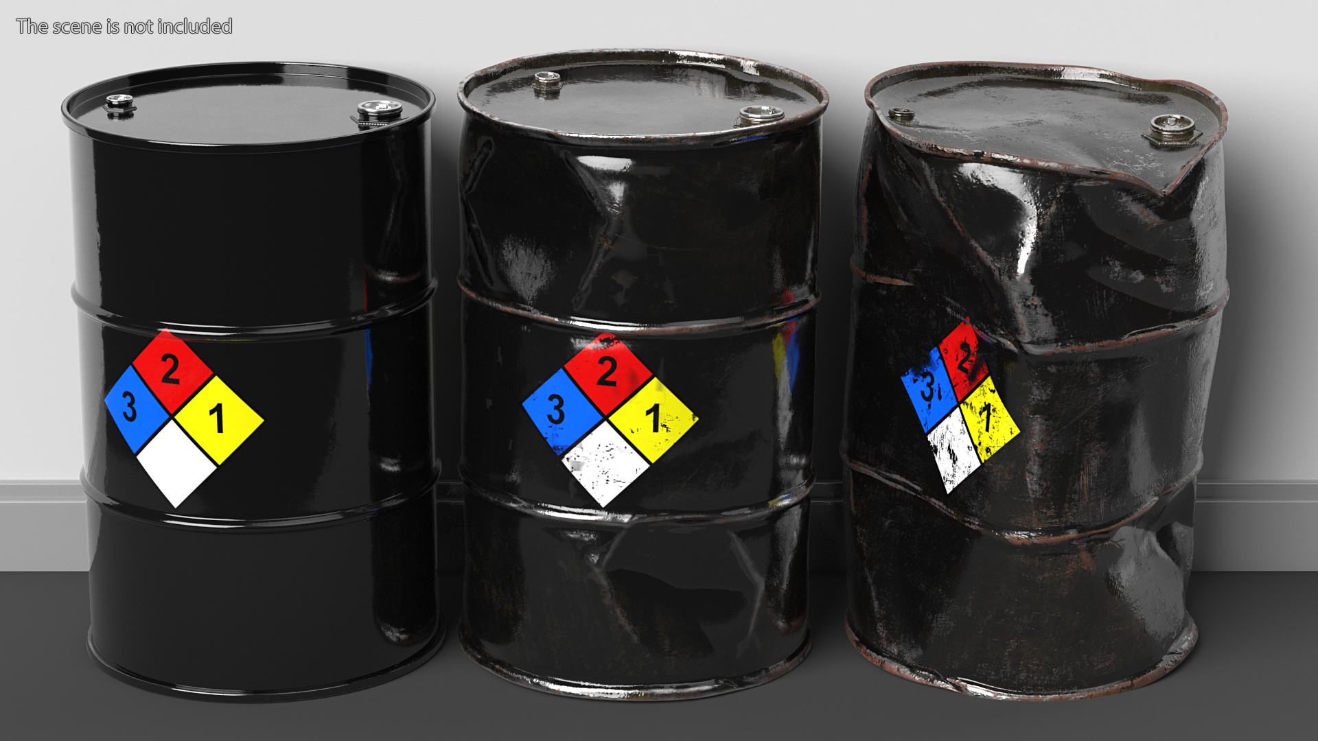 Chemical Barrels NFPA 704 Set 3D model