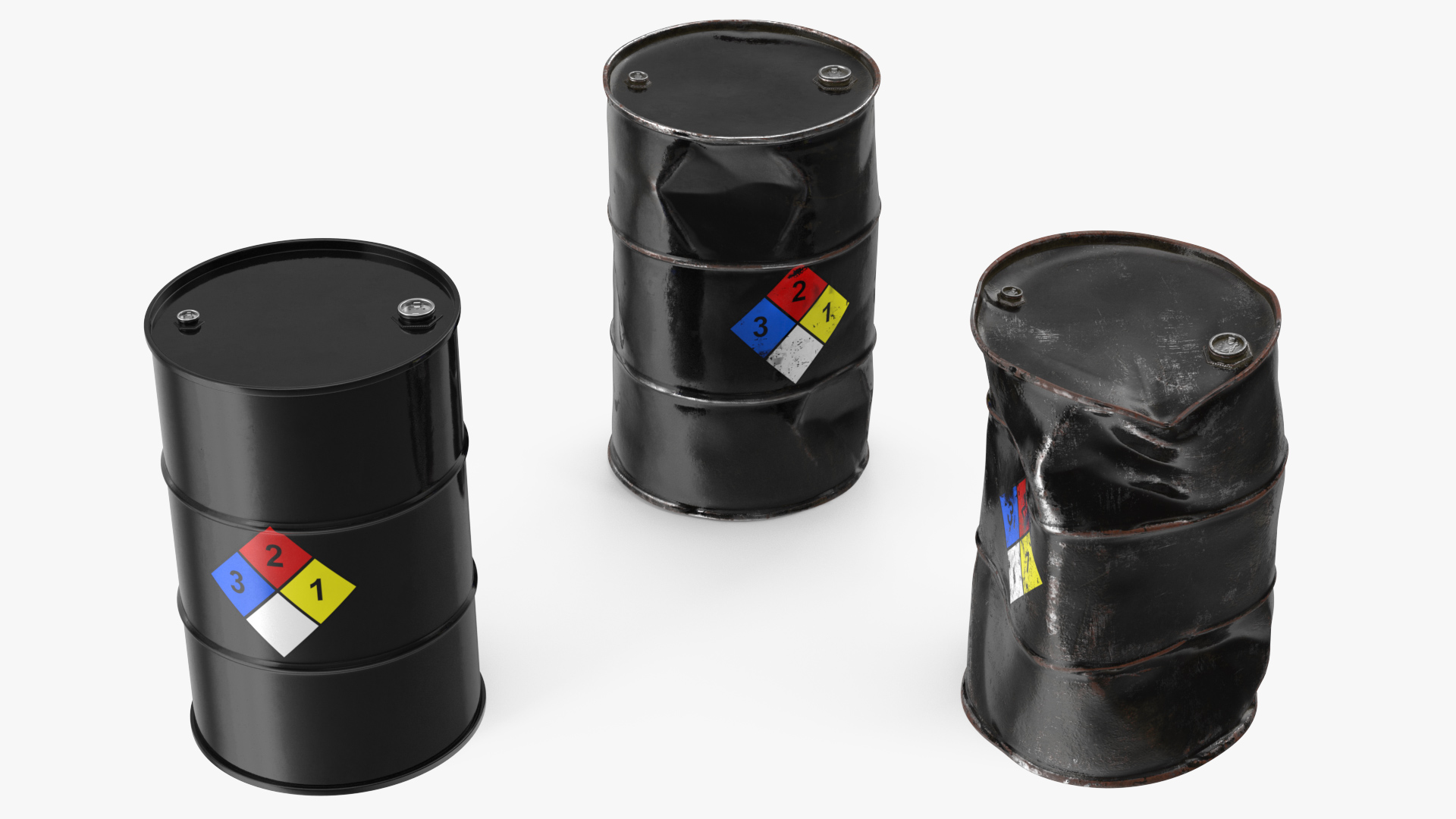 Chemical Barrels NFPA 704 Set 3D model