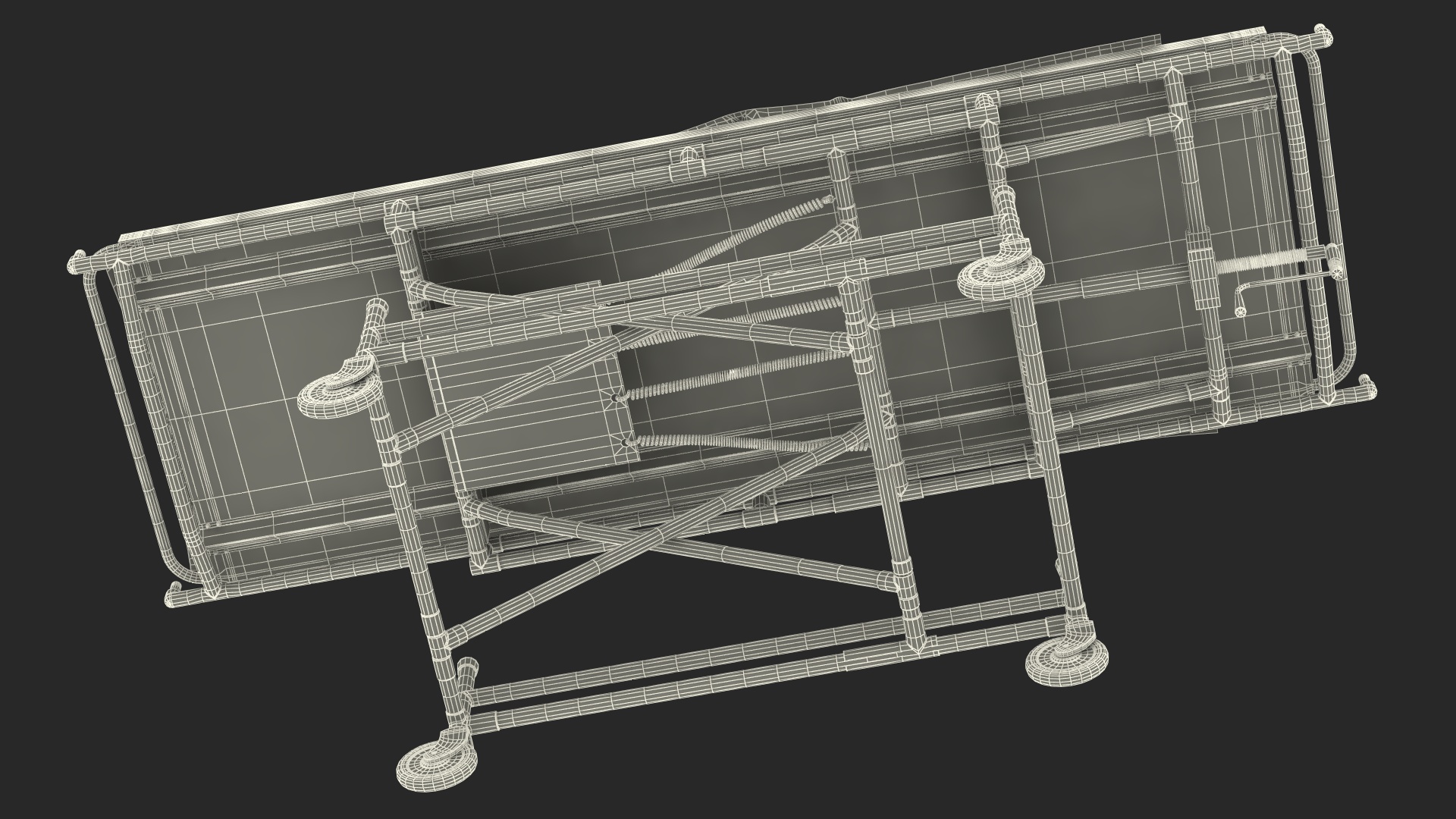 3D Morgue Gurney with Female Corpse and Tray