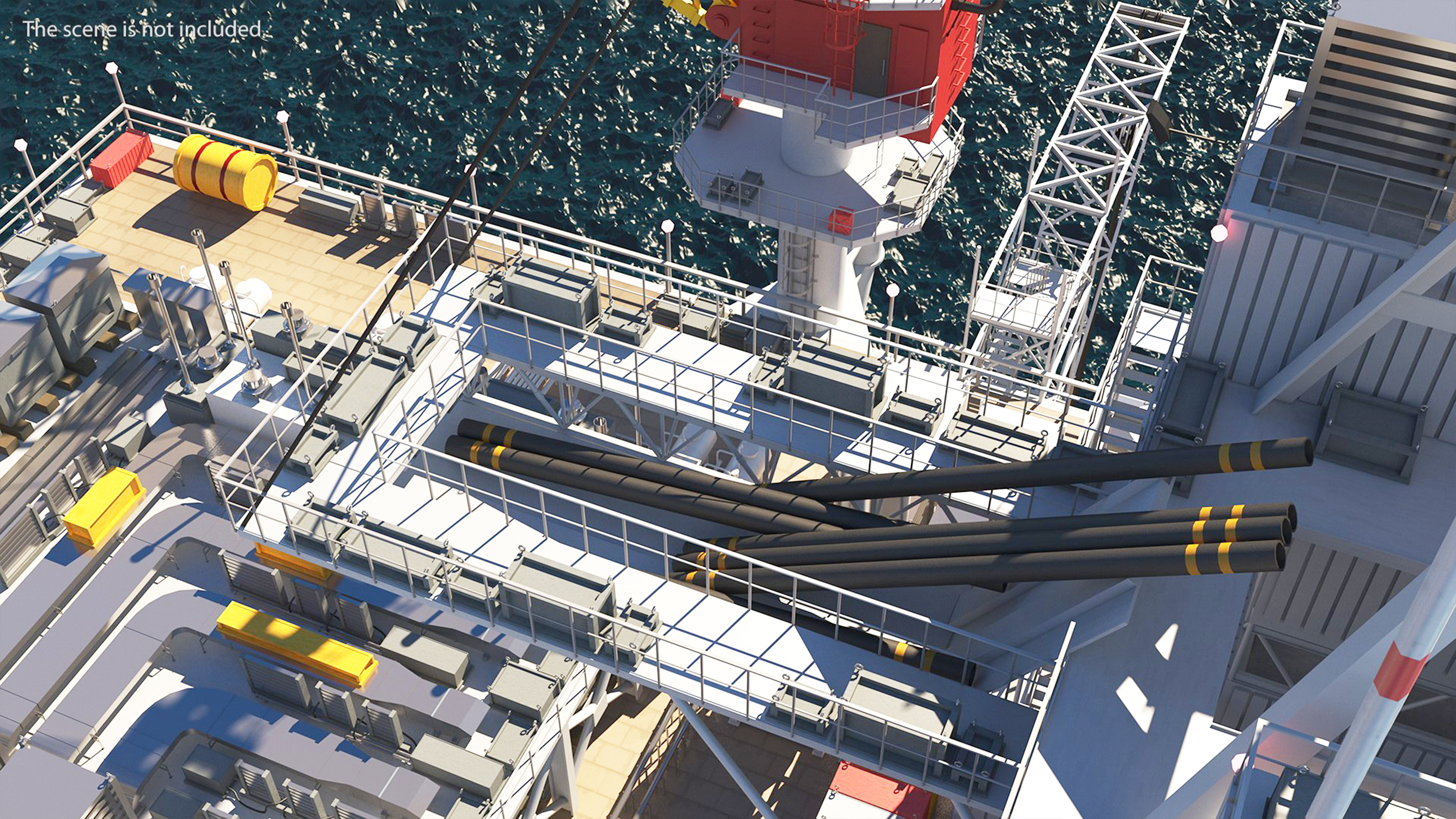3D Offshore Oil Platform with TI Europe Tanker Ship model