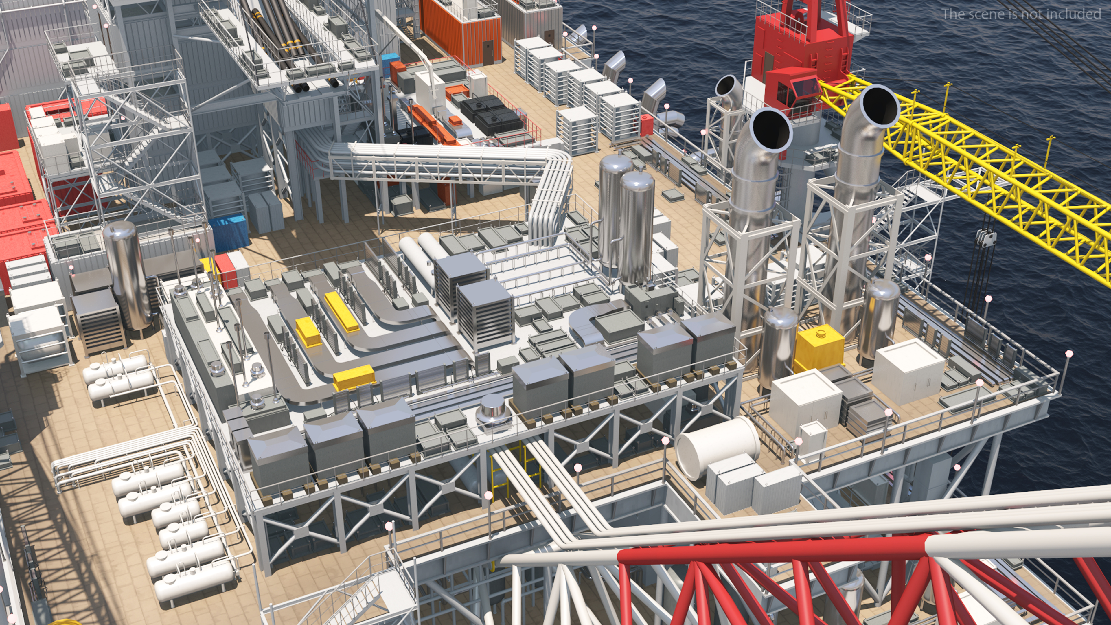 3D Offshore Oil Platform with TI Europe Tanker Ship model