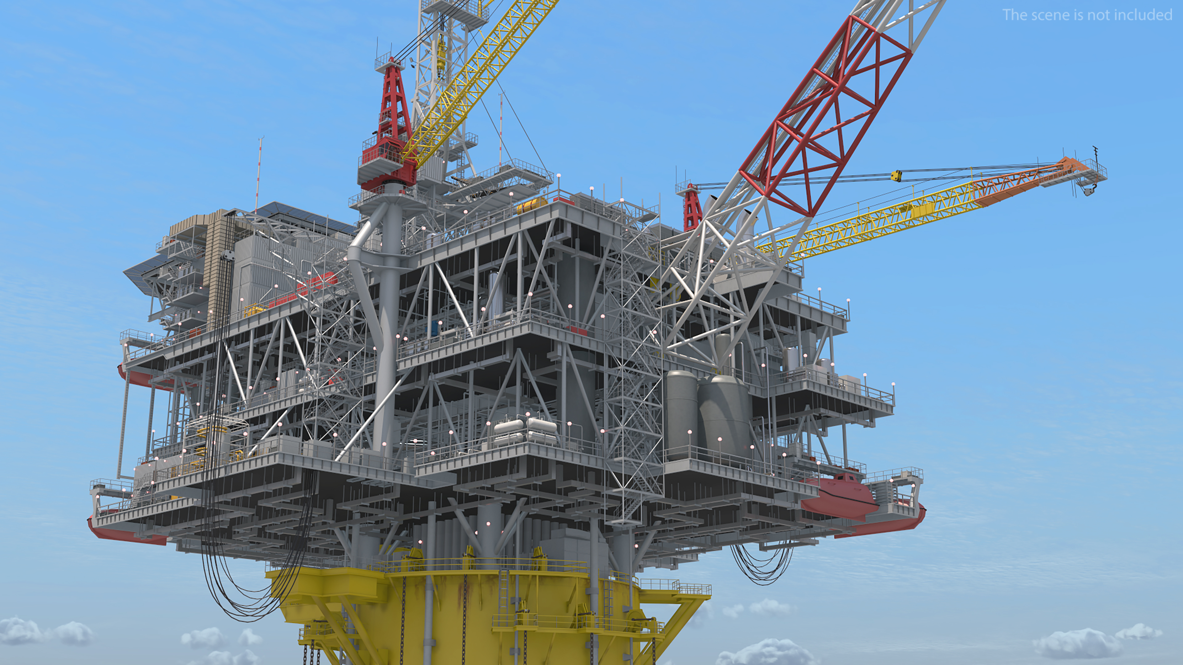 3D Offshore Oil Platform with TI Europe Tanker Ship model