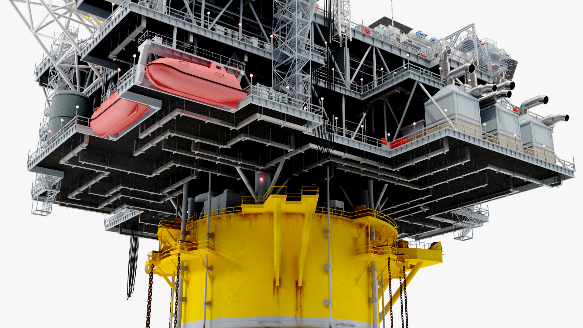 3D Offshore Oil Platform with TI Europe Tanker Ship model