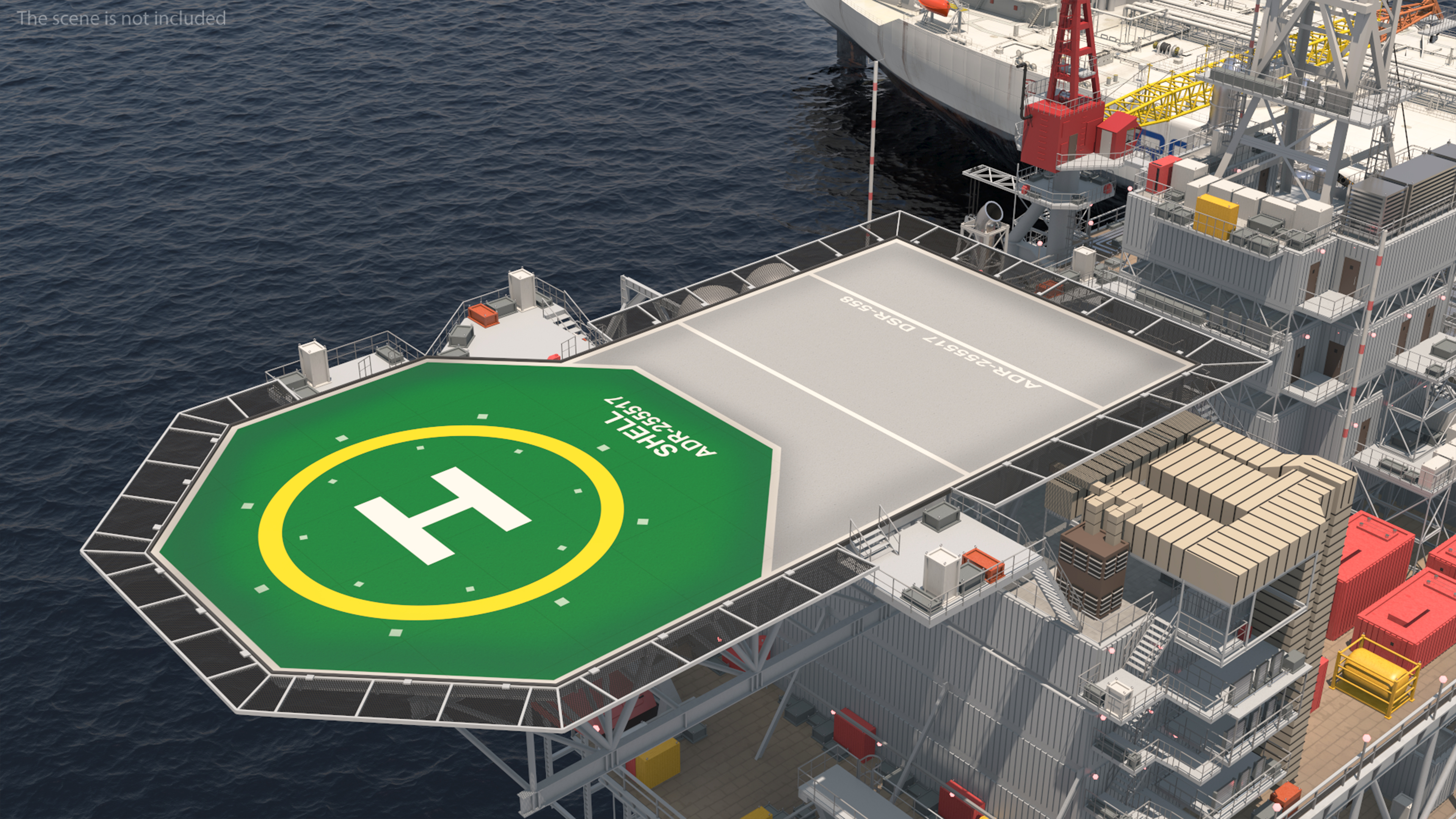 3D Offshore Oil Platform with TI Europe Tanker Ship model