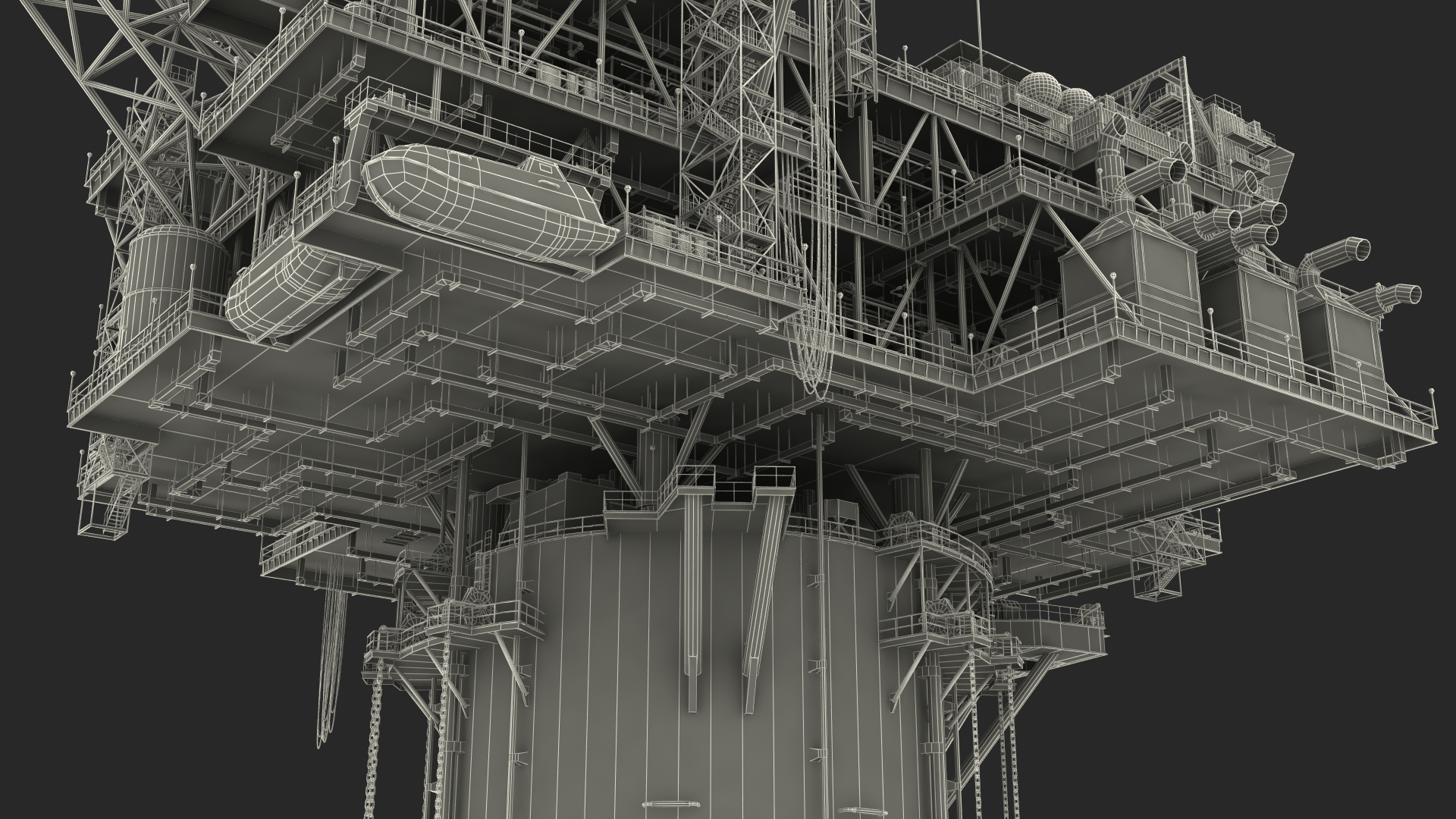 3D Offshore Oil Platform with TI Europe Tanker Ship model