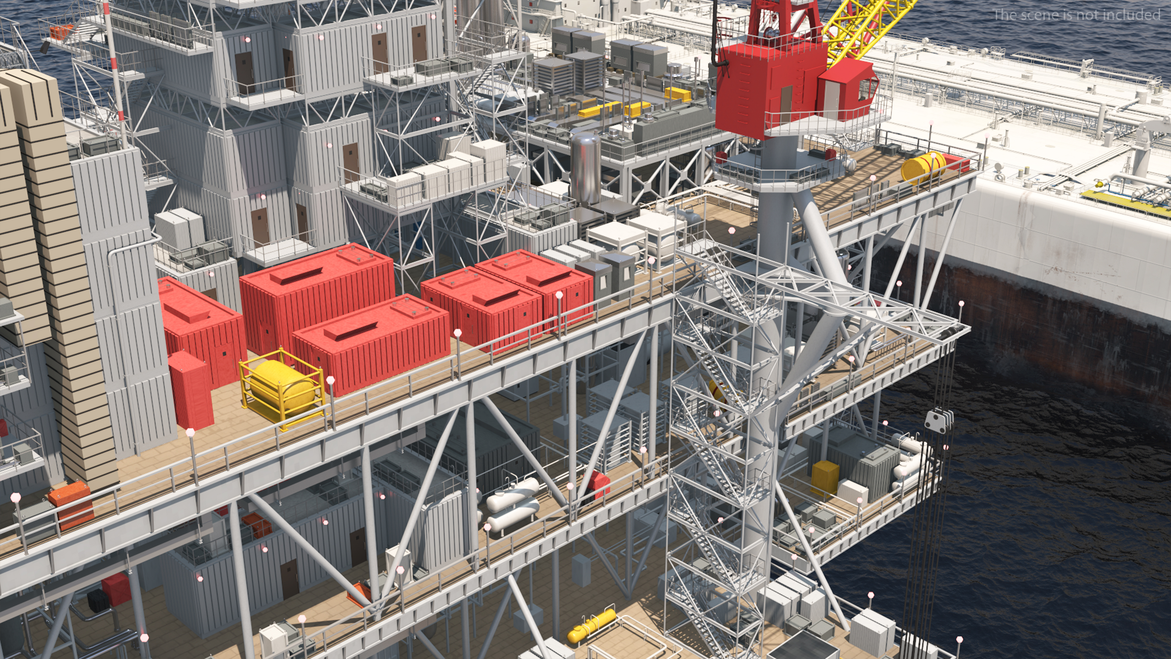3D Offshore Oil Platform with TI Europe Tanker Ship model