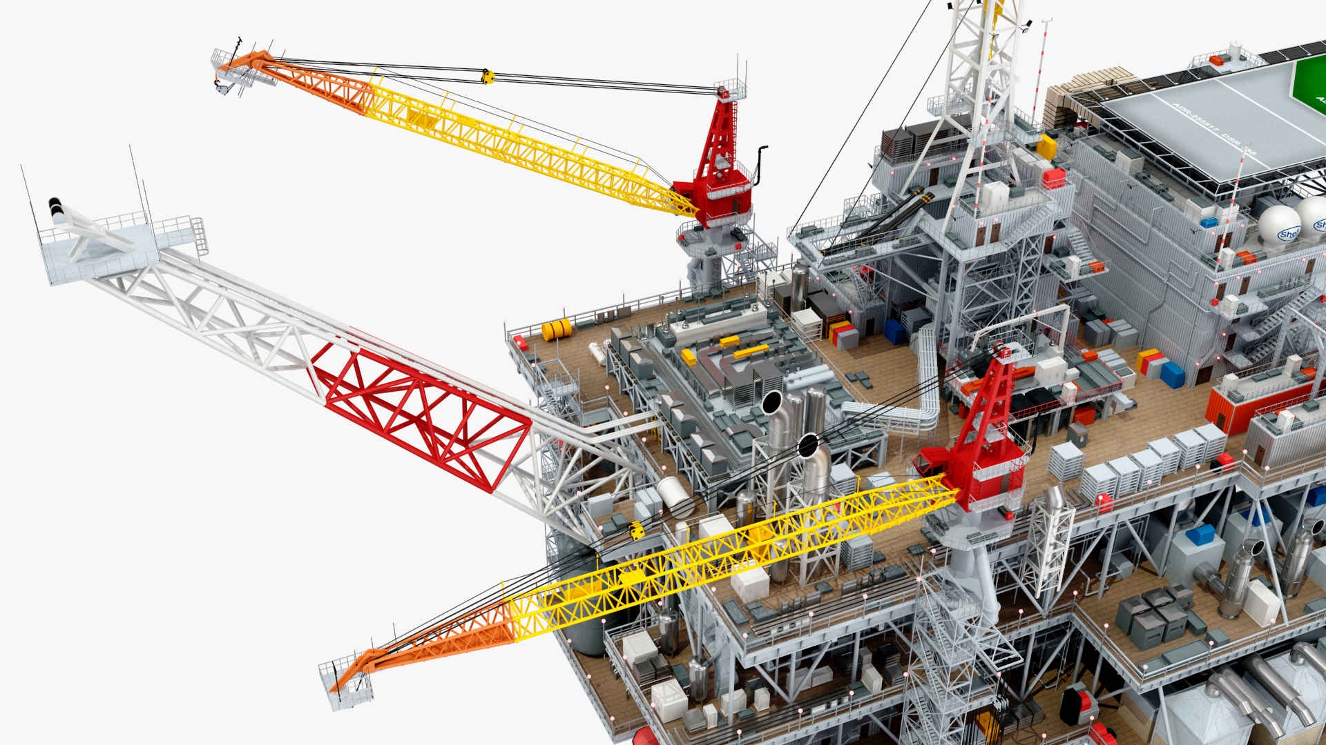 3D Offshore Oil Platform with TI Europe Tanker Ship model