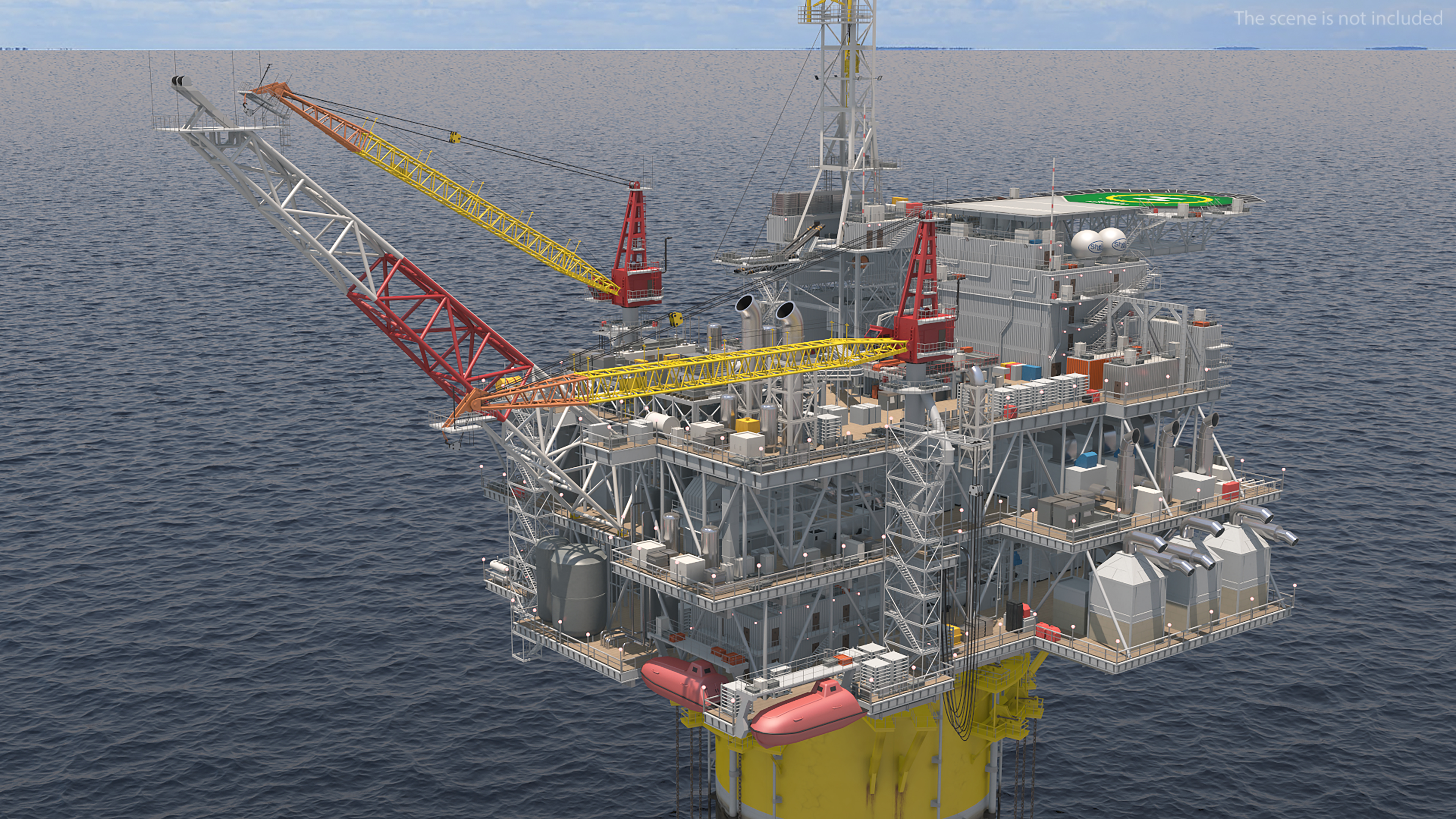 3D Offshore Oil Platform with TI Europe Tanker Ship model