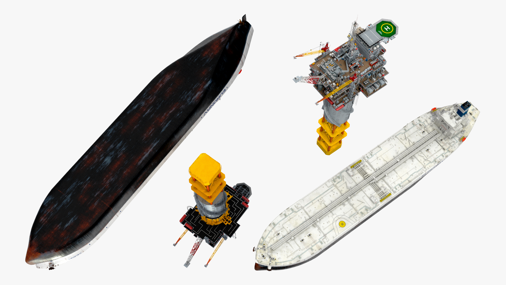 3D Offshore Oil Platform with TI Europe Tanker Ship model