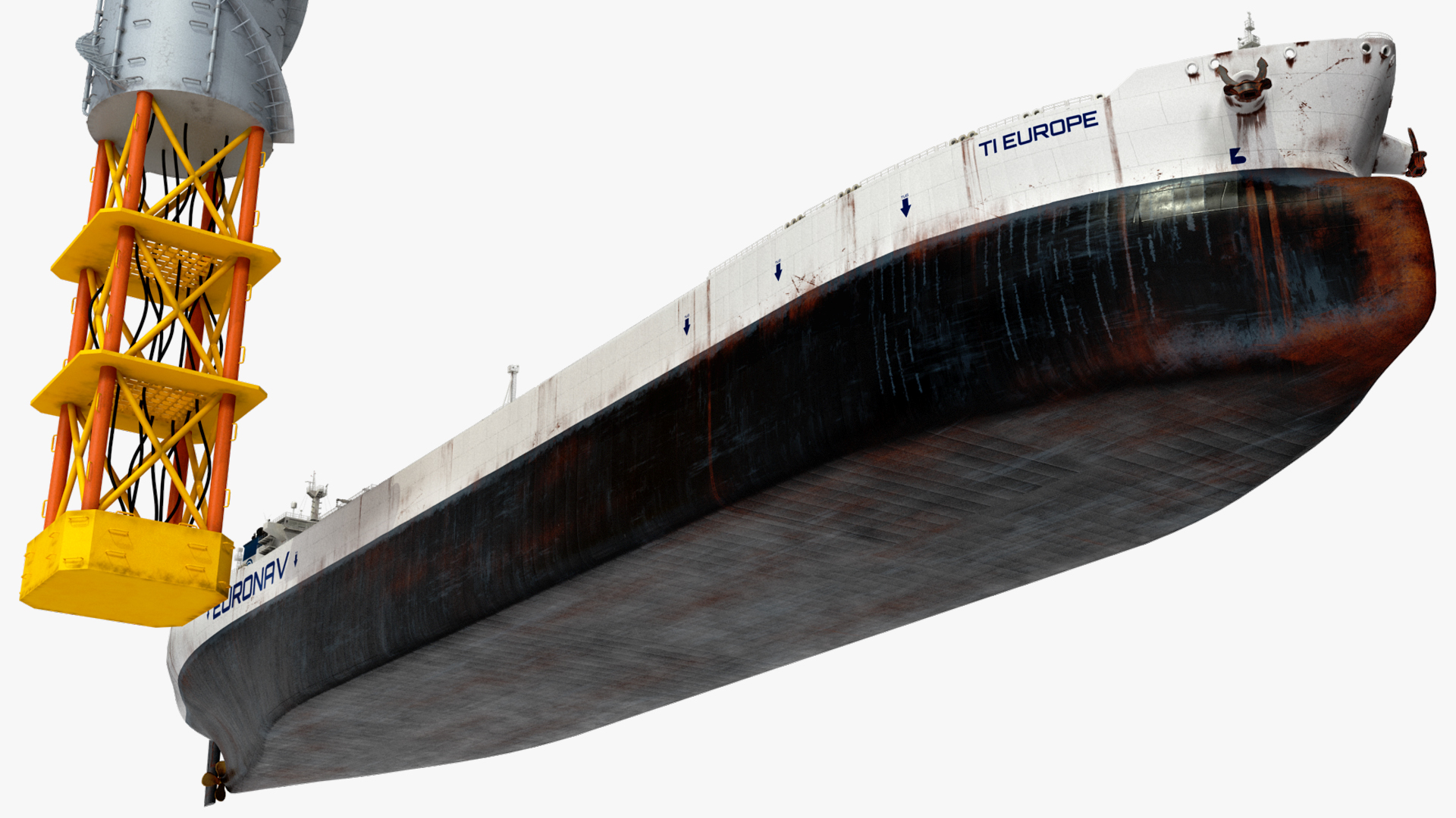 3D Offshore Oil Platform with TI Europe Tanker Ship model