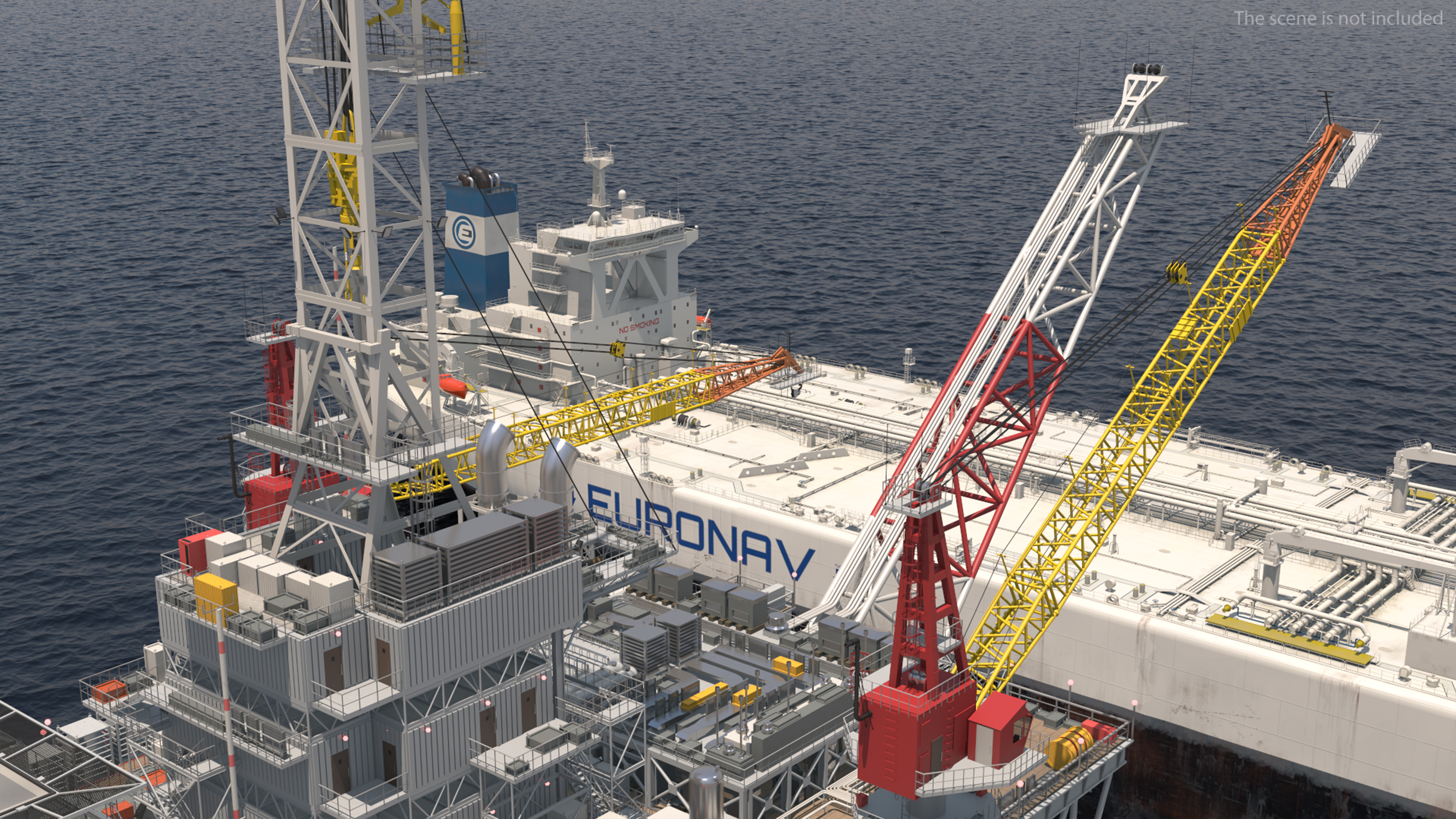 3D Offshore Oil Platform with TI Europe Tanker Ship model