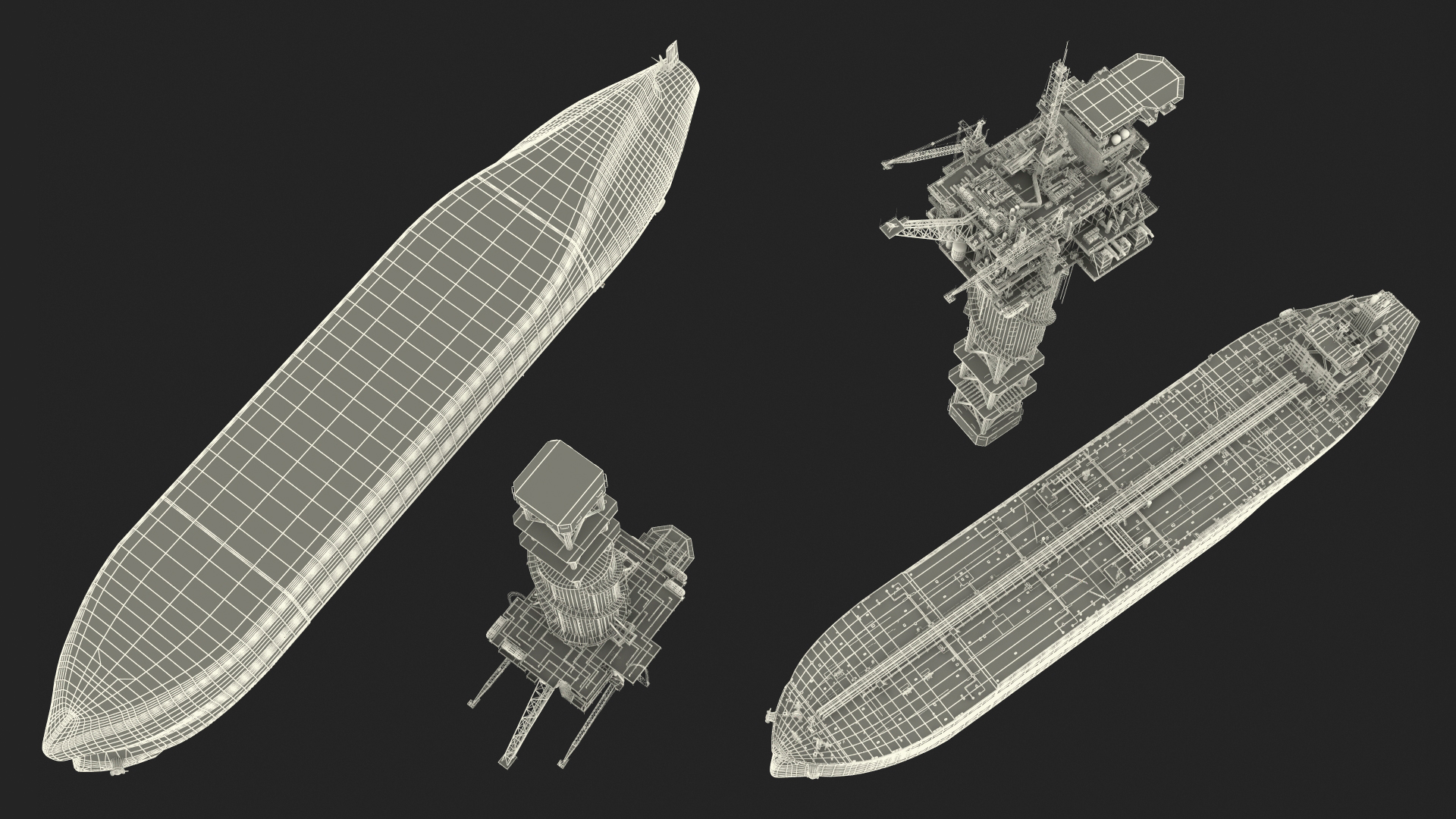 3D Offshore Oil Platform with TI Europe Tanker Ship model