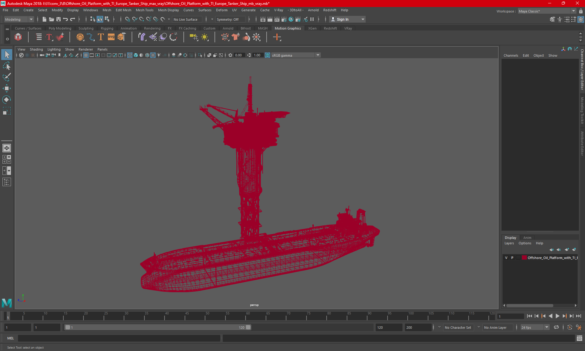 3D Offshore Oil Platform with TI Europe Tanker Ship model