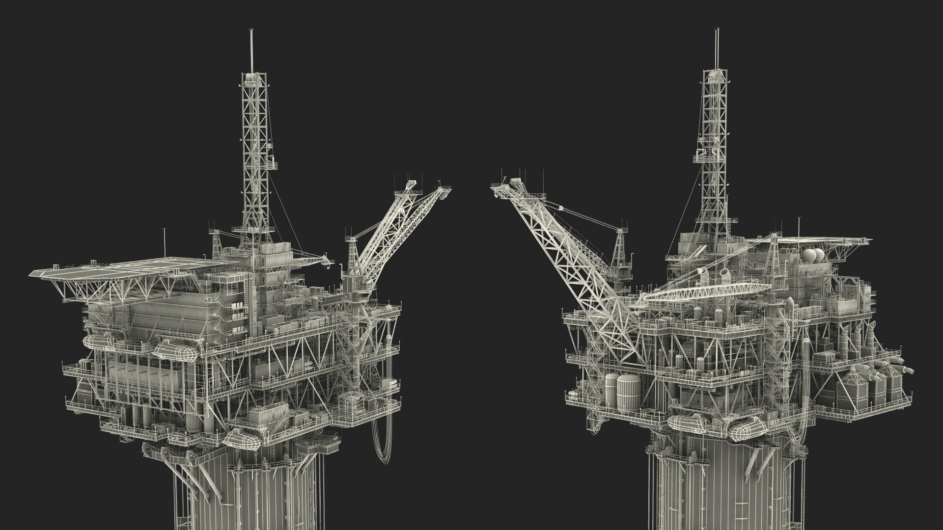 3D Offshore Oil Platform with TI Europe Tanker Ship model