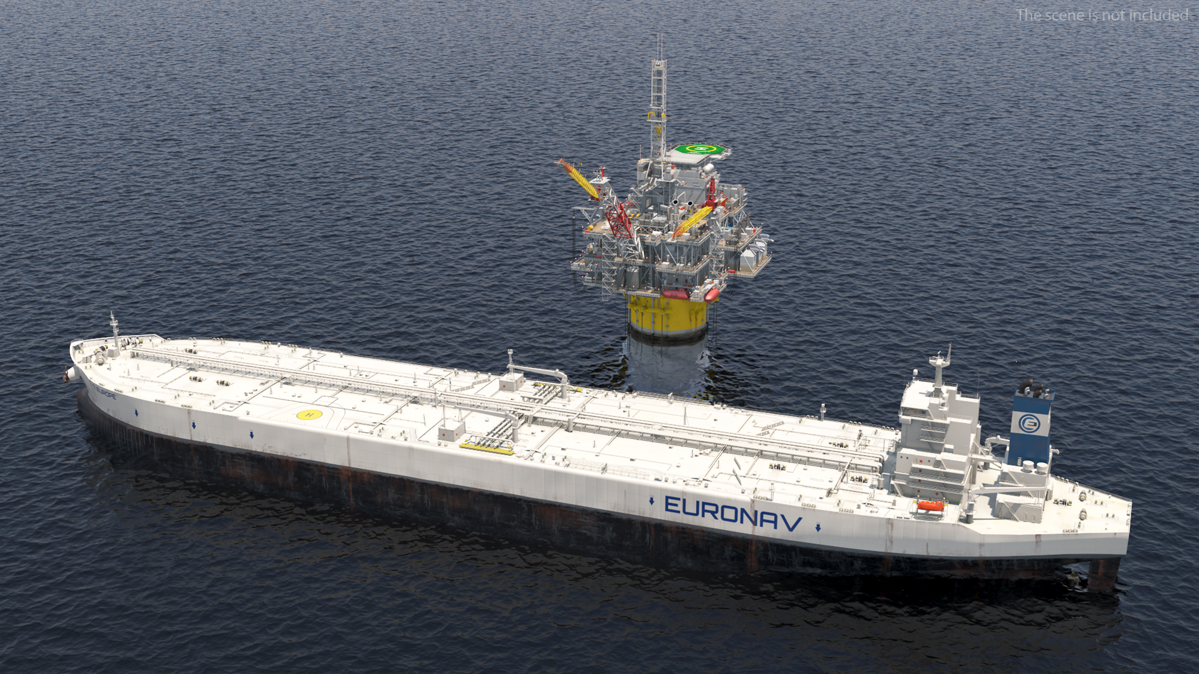 3D Offshore Oil Platform with TI Europe Tanker Ship model