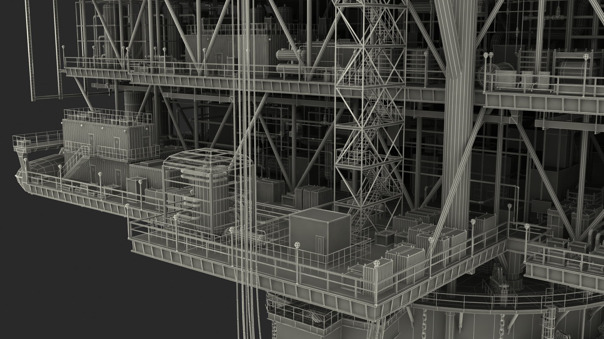 3D Offshore Oil Platform with TI Europe Tanker Ship model