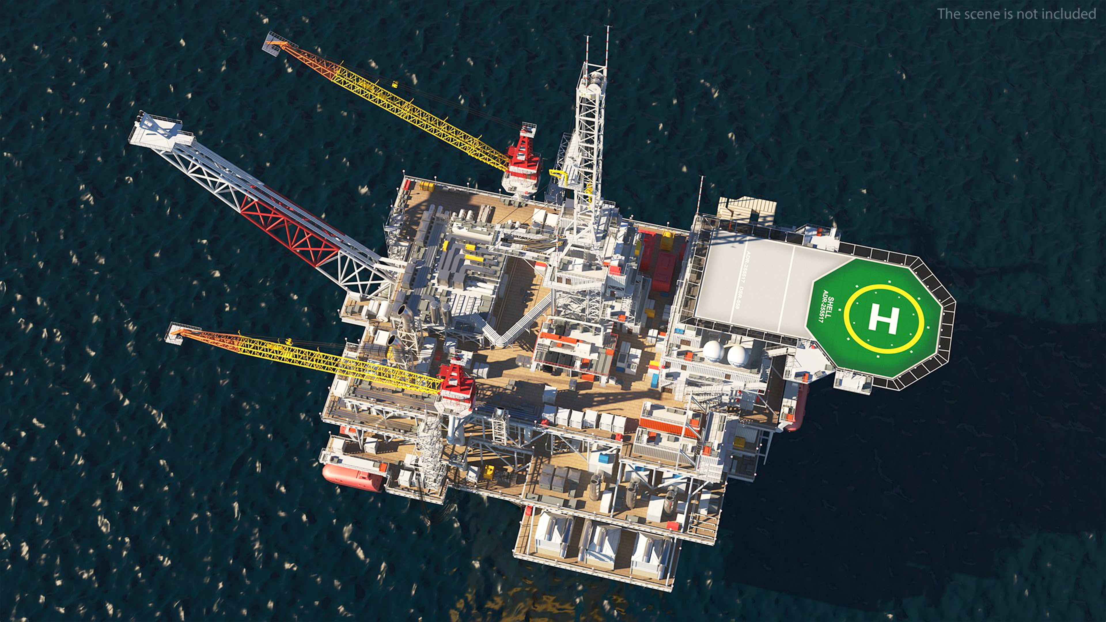 3D Offshore Oil Platform with TI Europe Tanker Ship model