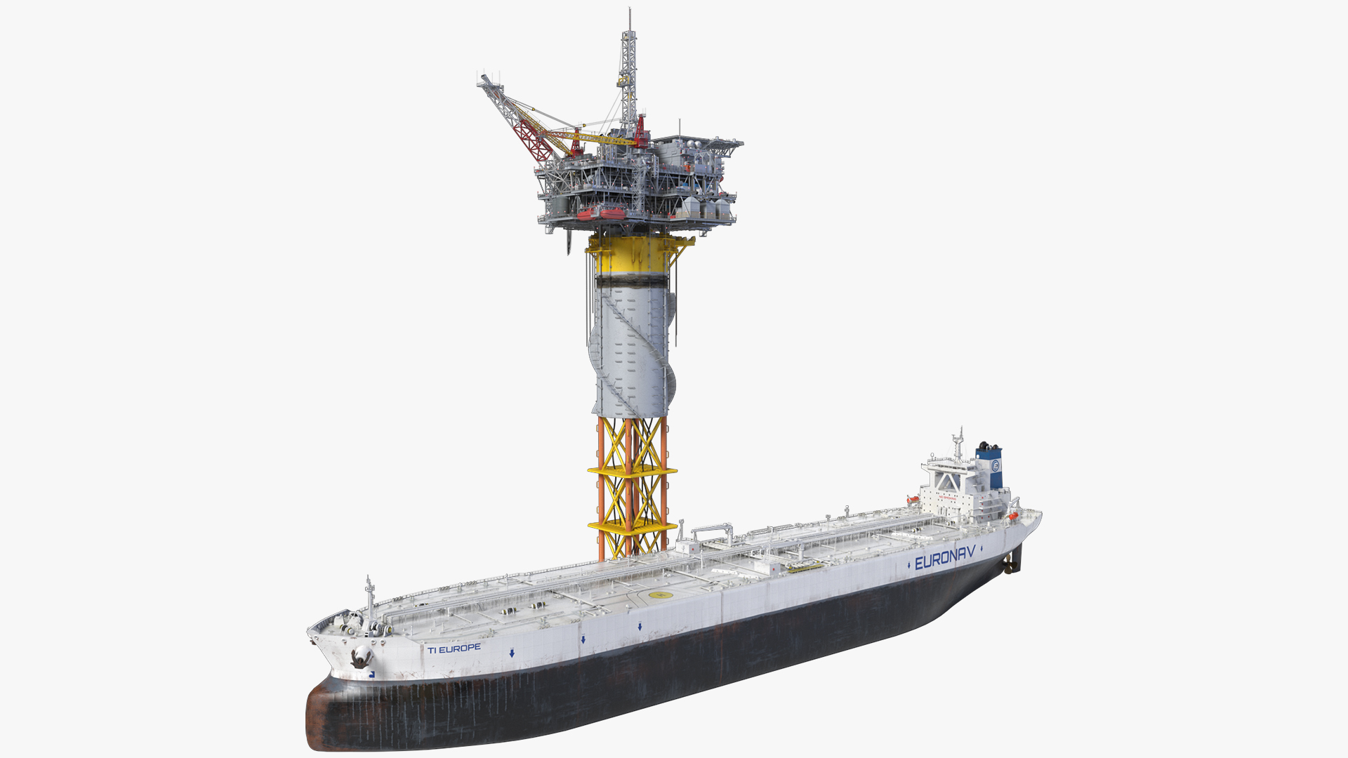3D Offshore Oil Platform with TI Europe Tanker Ship model