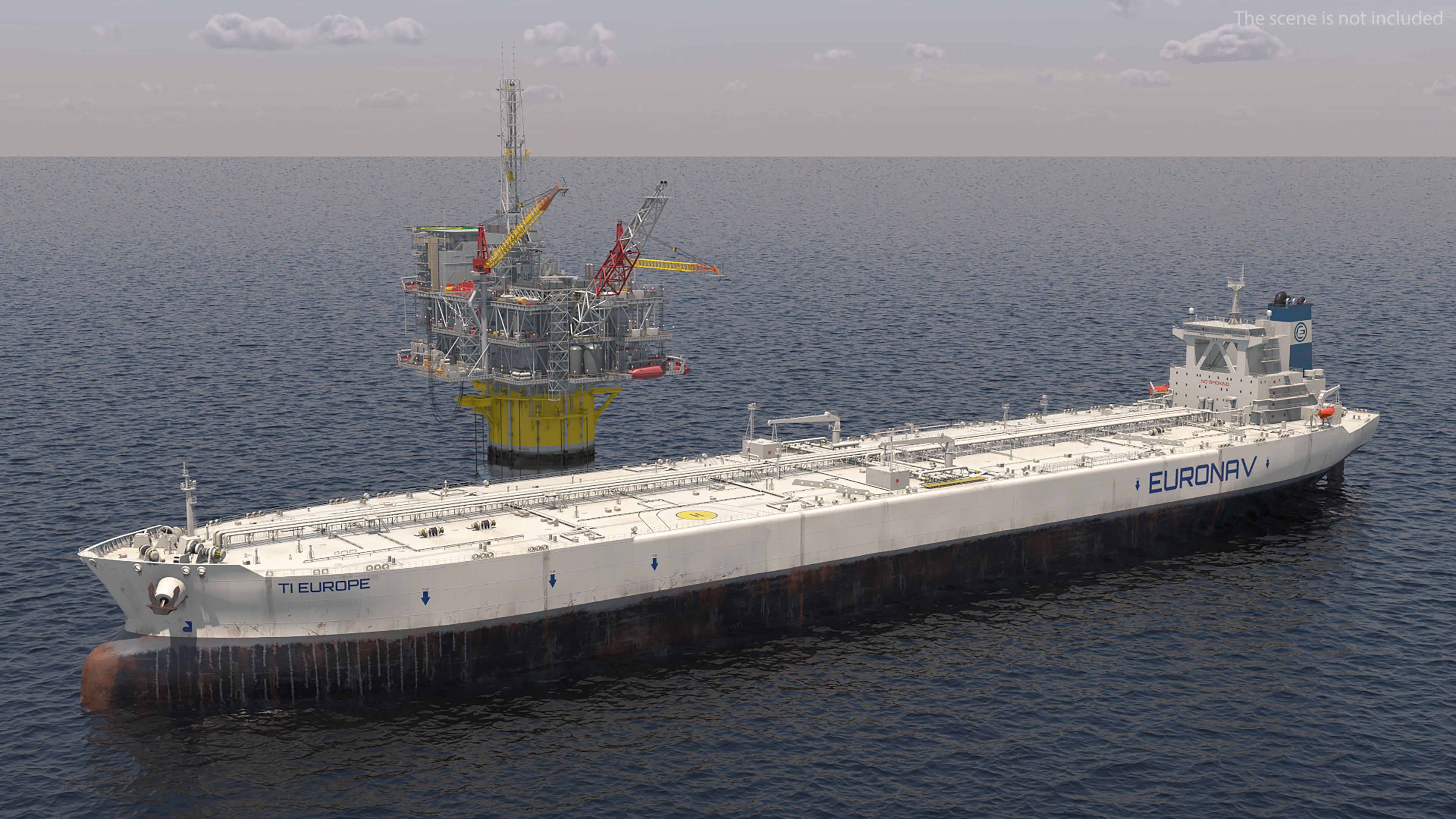 3D Offshore Oil Platform with TI Europe Tanker Ship model