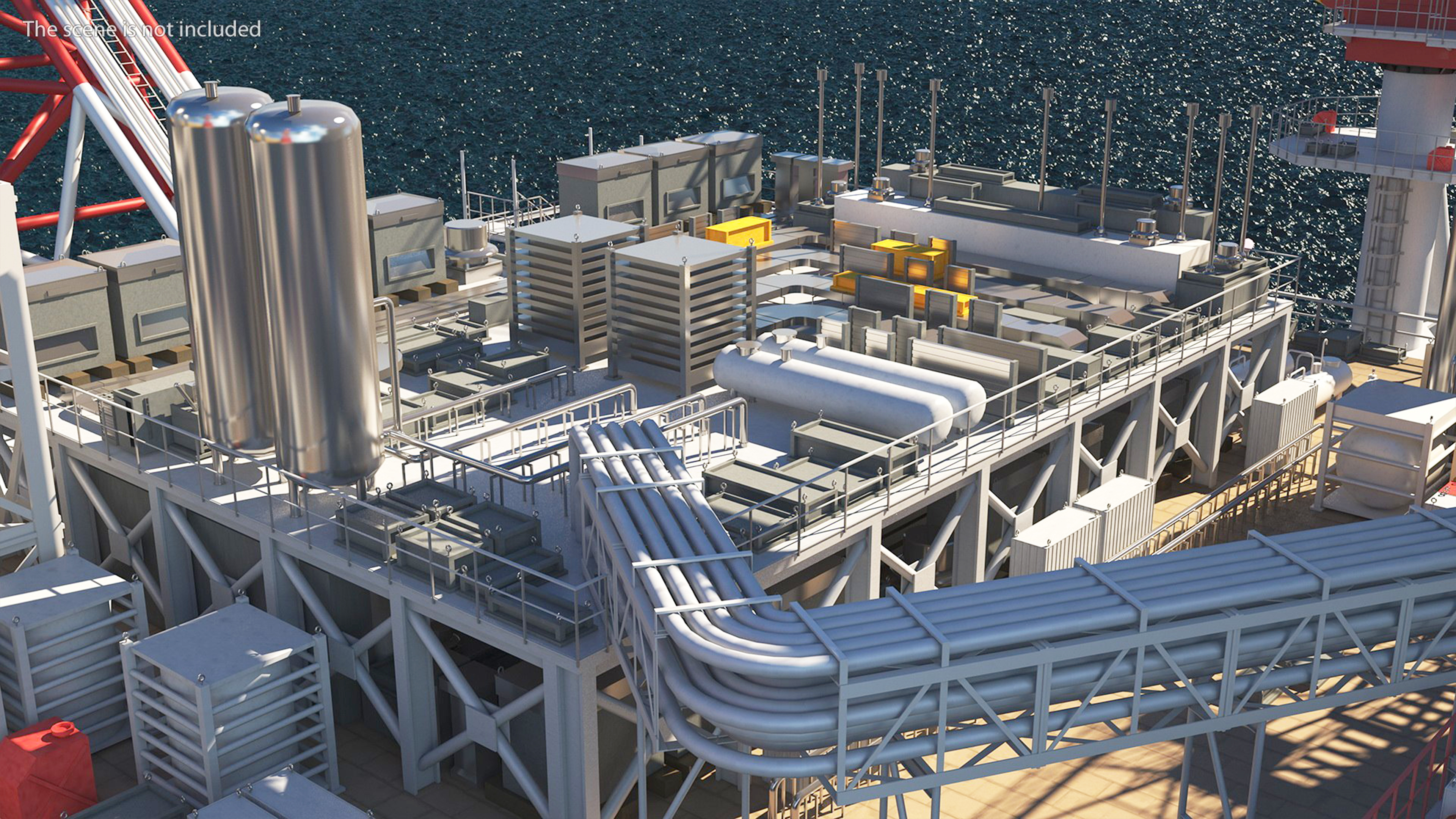 3D Offshore Oil Platform with TI Europe Tanker Ship model
