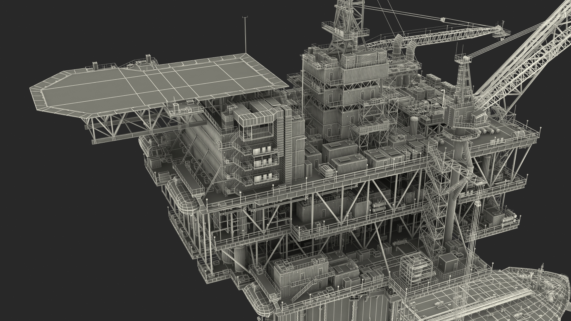 3D Offshore Oil Platform with TI Europe Tanker Ship model