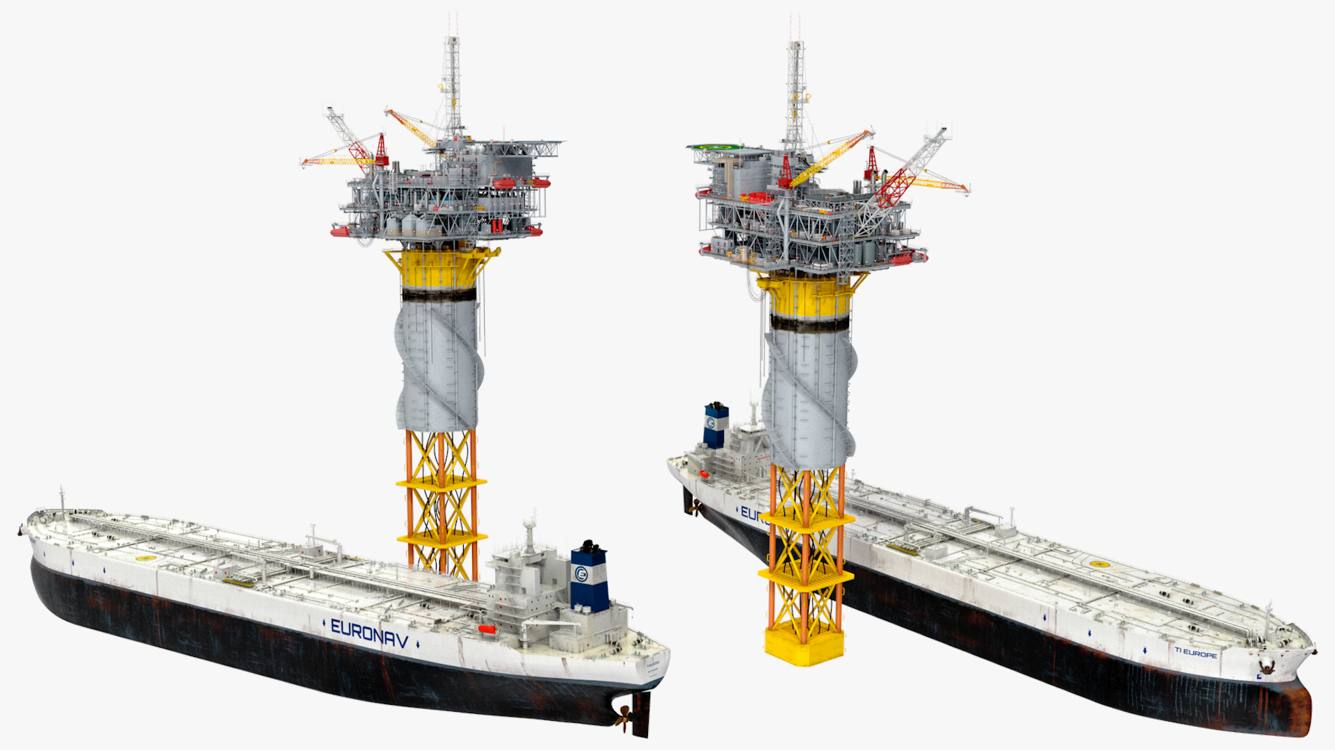 3D Offshore Oil Platform with TI Europe Tanker Ship model