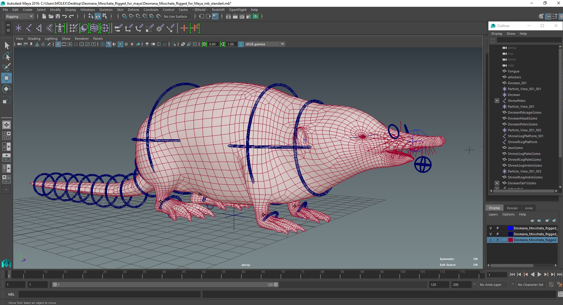 Desmana Moschata Rigged for Maya 3D