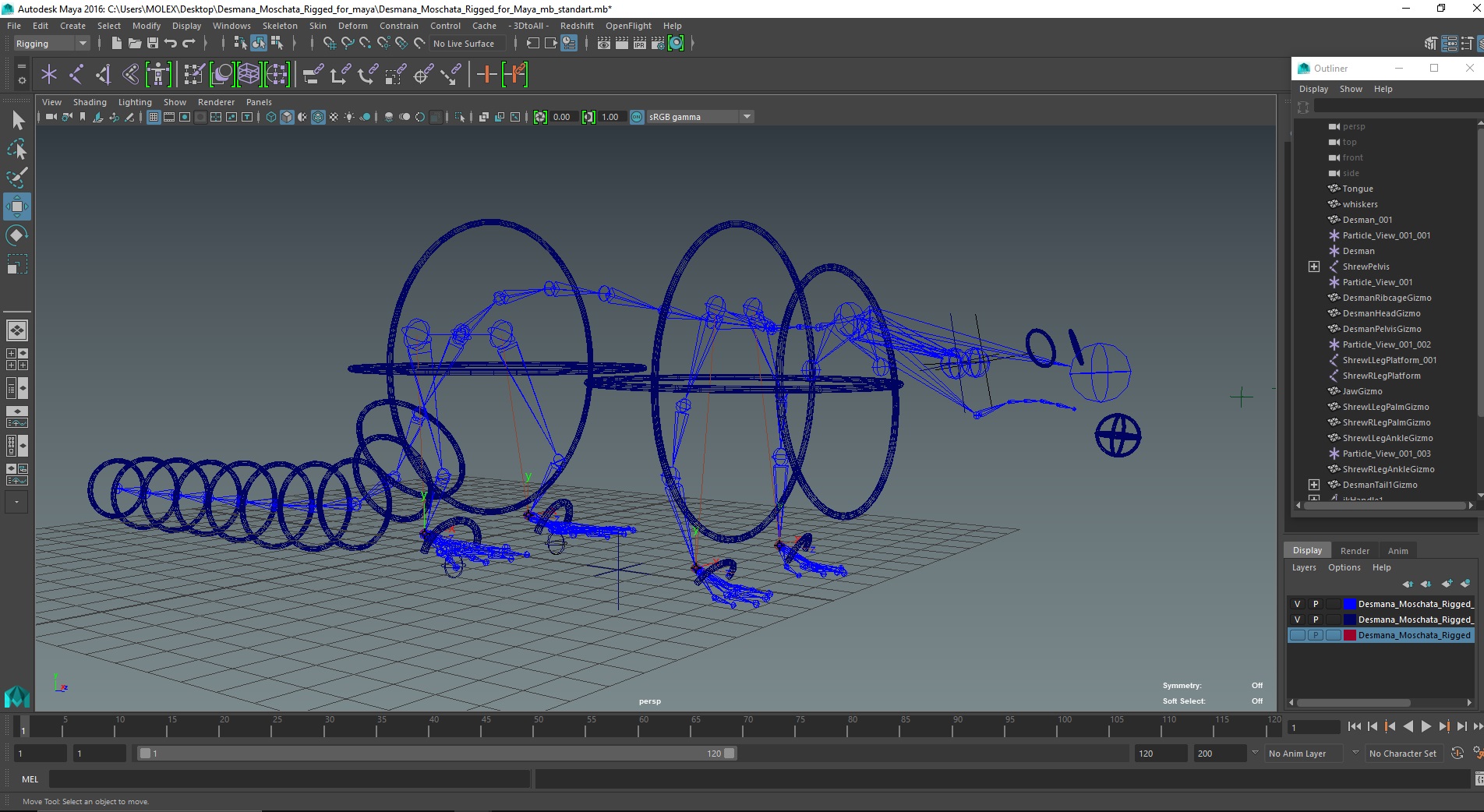 Desmana Moschata Rigged for Maya 3D